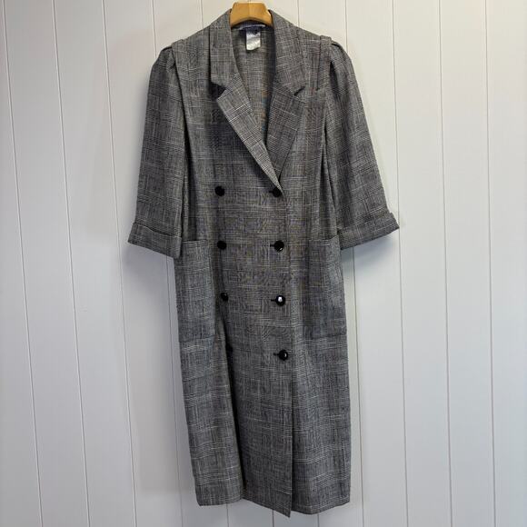Leslie Fay Dresses & Skirts - Vintage Leslie Fay Womens Plaid Double Breasted Secretary Midi Dress Size 8 Chic